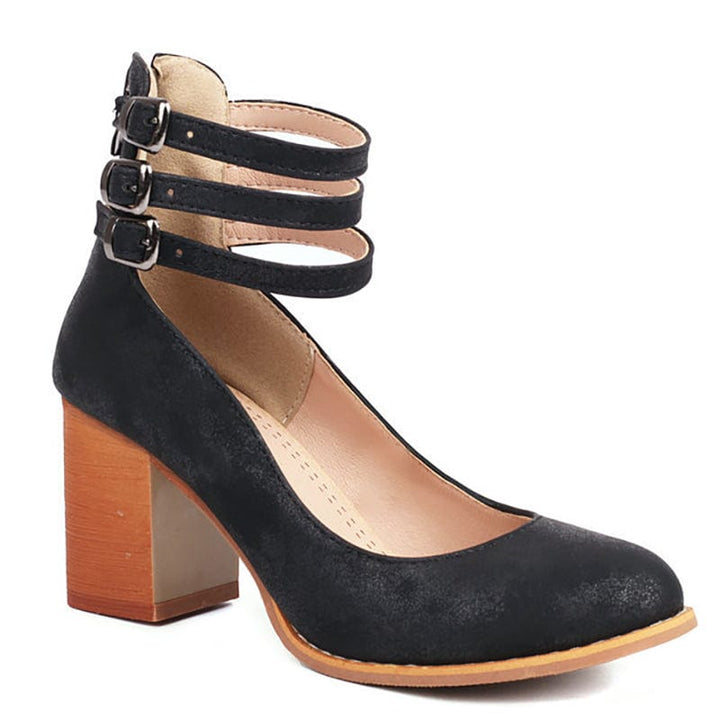 Jadara Triple Buckle Artisanal Heels