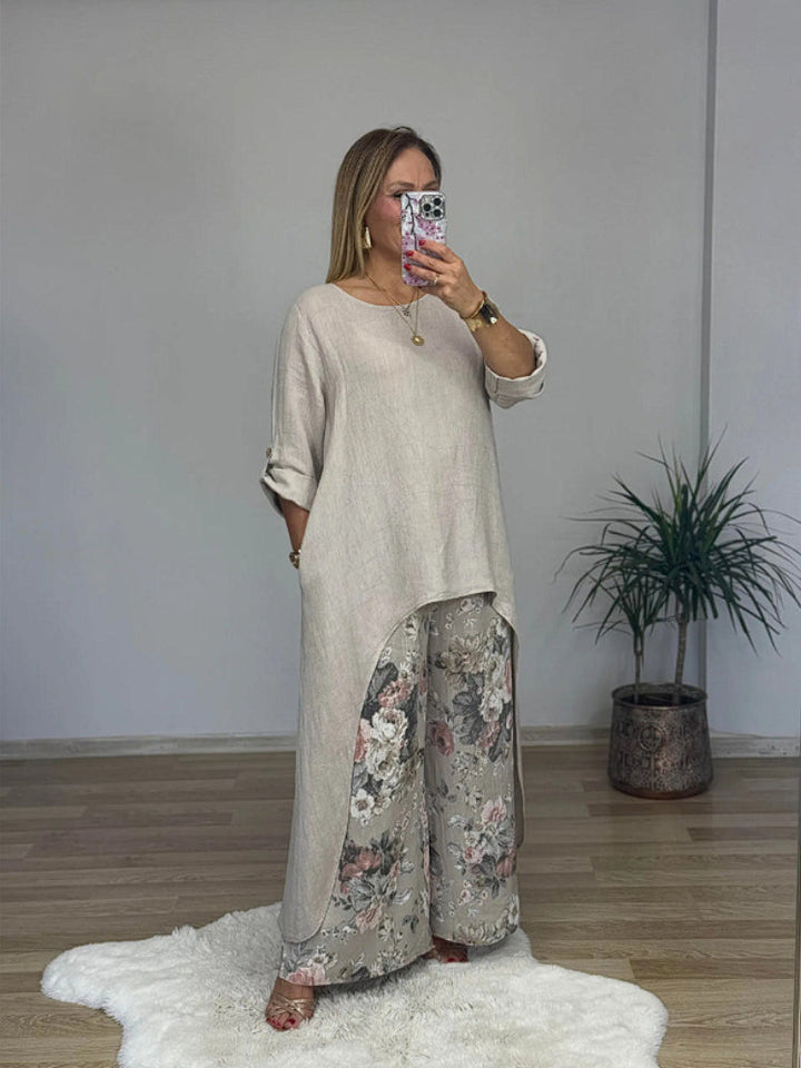 Evangelista™ | Long-sleeved Top And Printed Pants Set