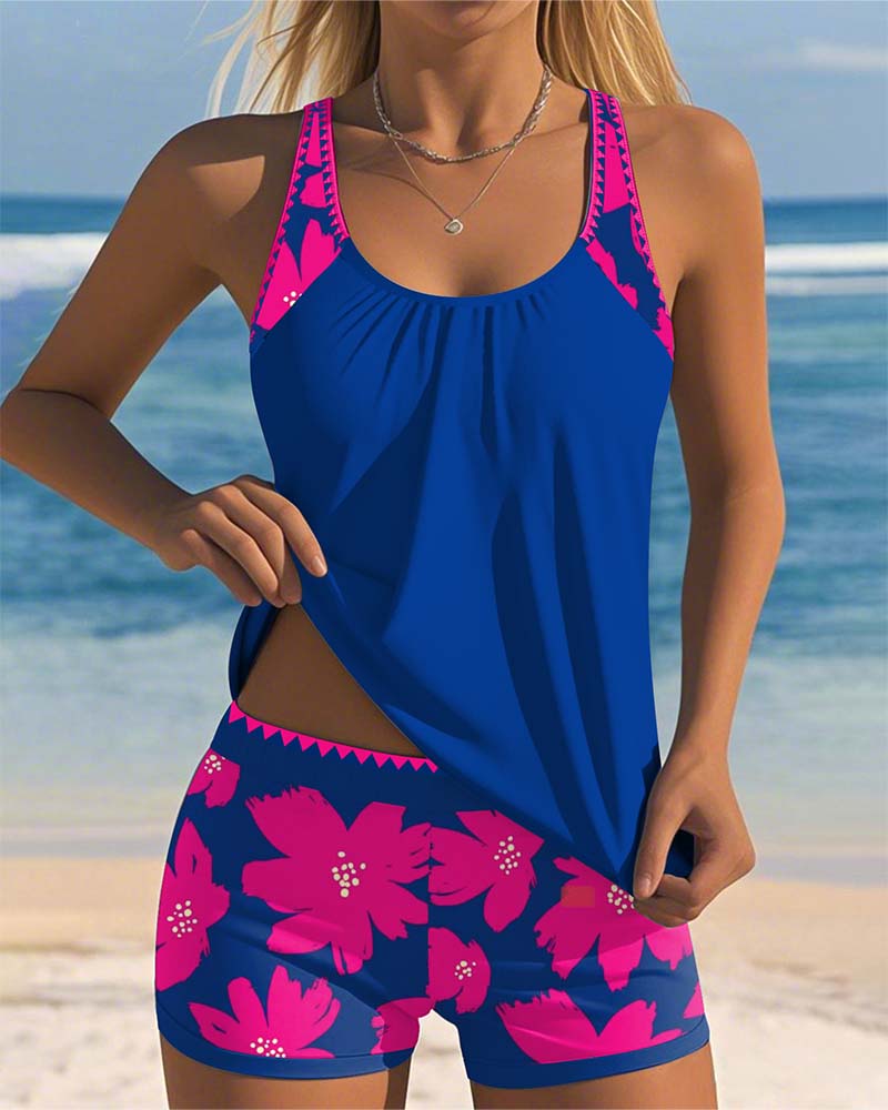 Judith - U-Neck Sleeveless Printed Swim Tank