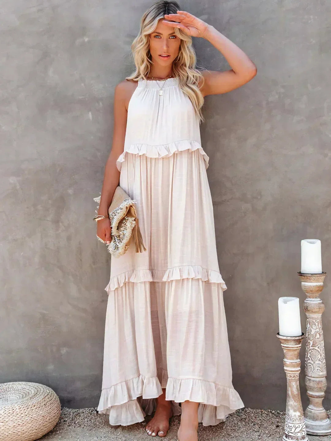 Robyn - Ruffled Halter Maxi Dress