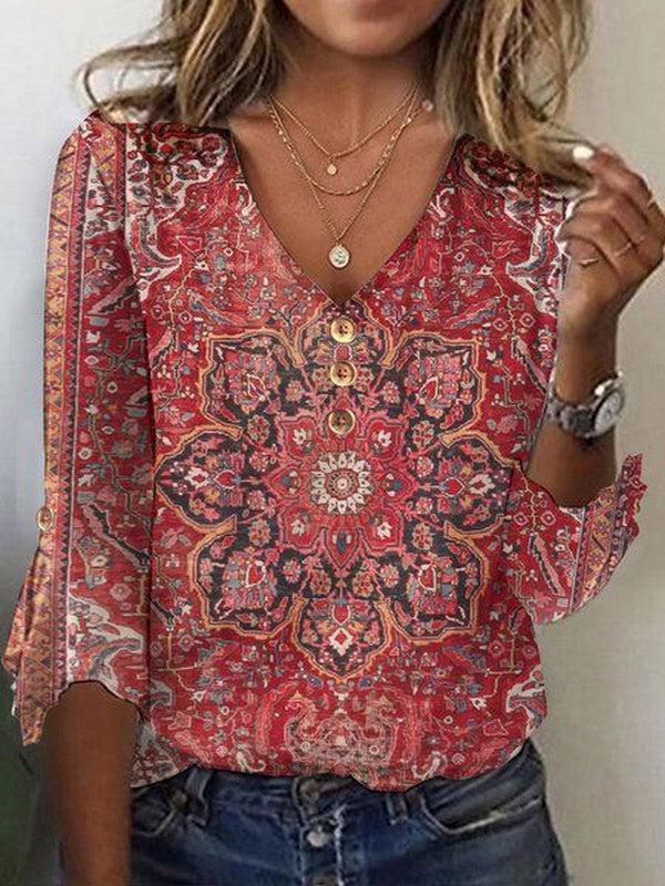 Zina | 3/4 Sleeve V-Neck Top