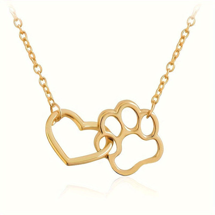 Heart & Paw Necklace in Gold Look at Rosendal