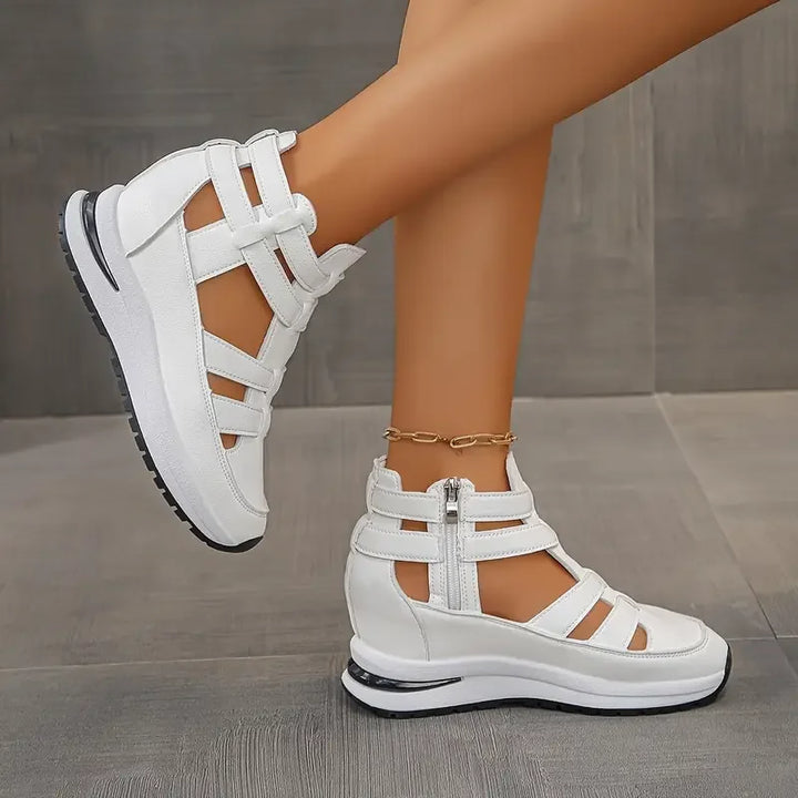 Delina - Chic Lightweight Wedge Sandal Featuring Side Zipper