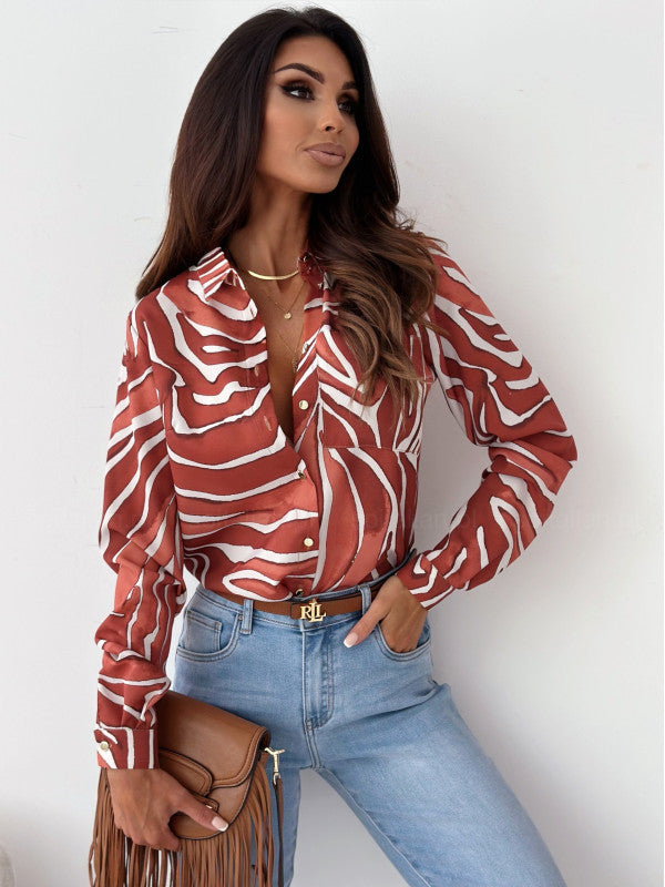 Nicole | Sophisticated Satin Print Blouse