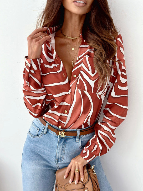 Nicole | Sophisticated Satin Print Blouse