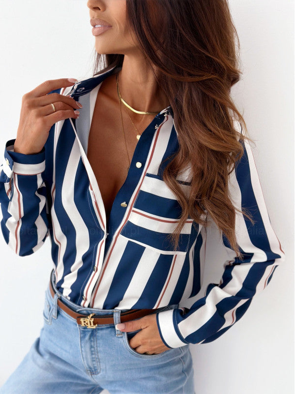 Nicole | Sophisticated Satin Print Blouse