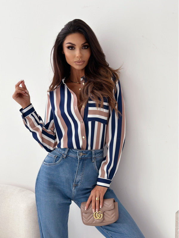 Nicole | Sophisticated Satin Print Blouse