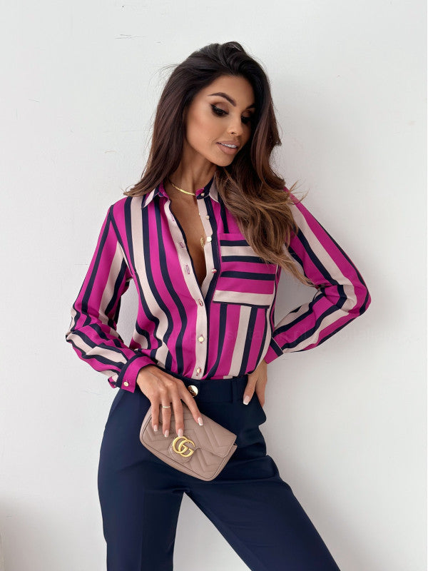 Nicole | Sophisticated Satin Print Blouse