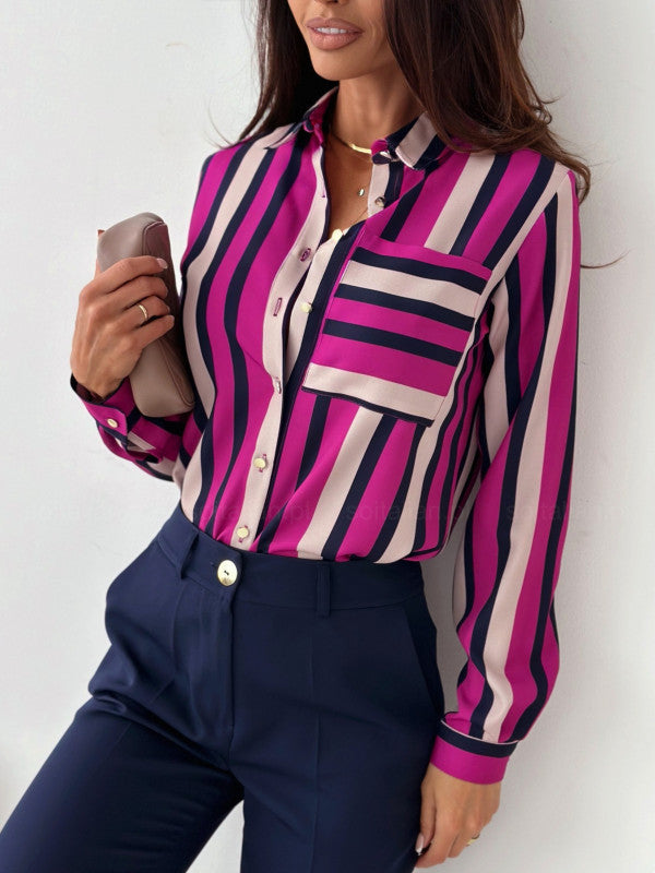 Nicole | Sophisticated Satin Print Blouse