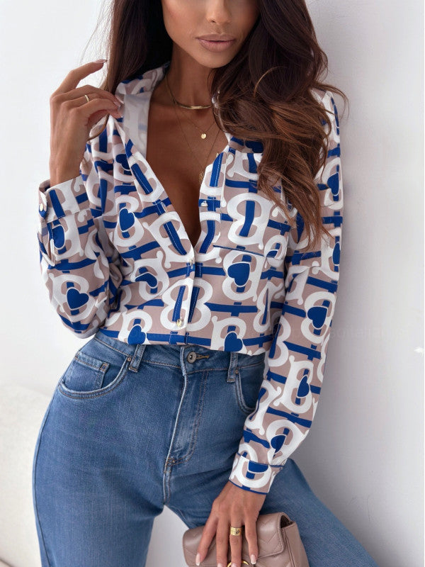 Nicole | Sophisticated Satin Print Blouse
