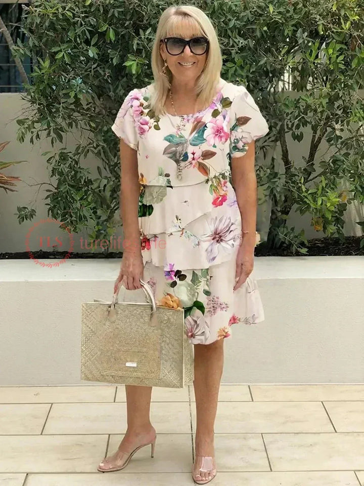Paulina™ | Ruffled Floral Pleated Dress