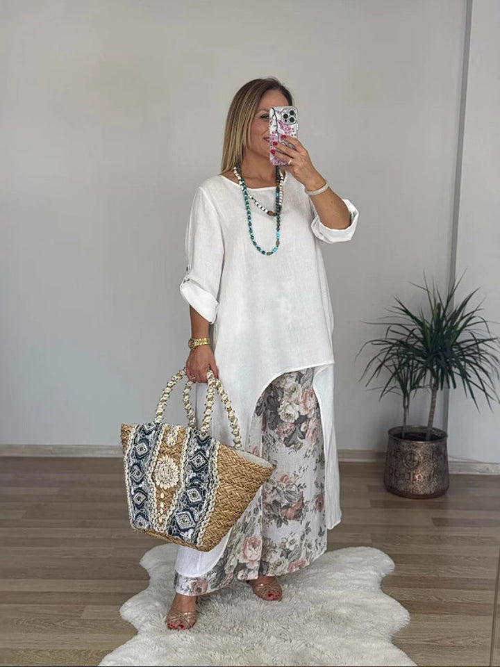 Evangelista™ | Long-sleeved Top And Printed Pants Set