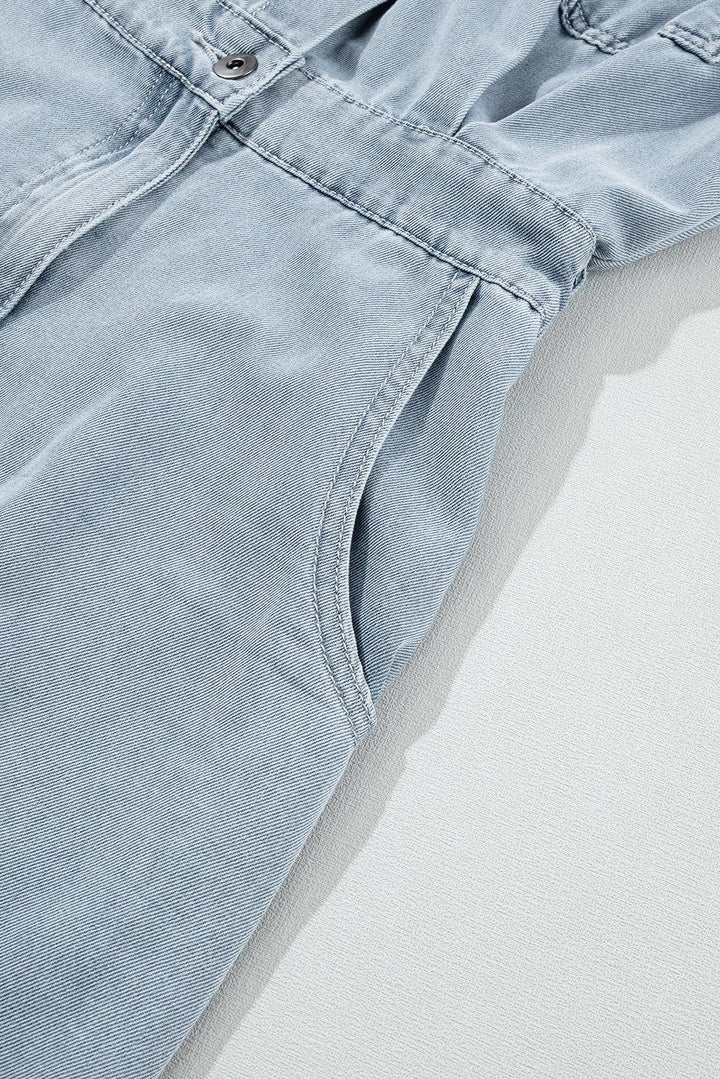 Jeanina® | Chic Denim Dress with Short Batwing Sleeves