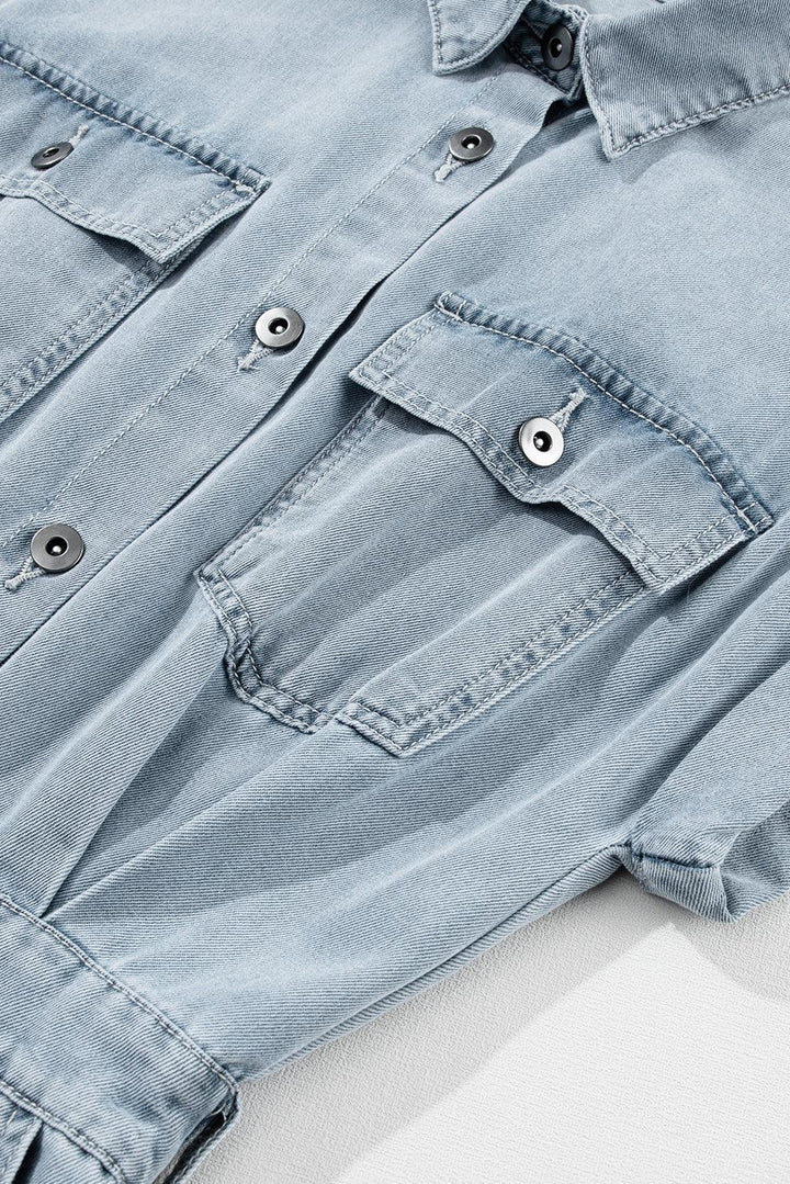 Jeanina® | Chic Denim Dress with Short Batwing Sleeves