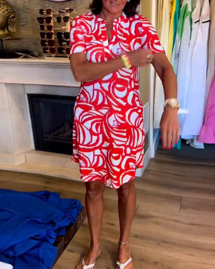 Maureen Printed Short-Sleeve Dress