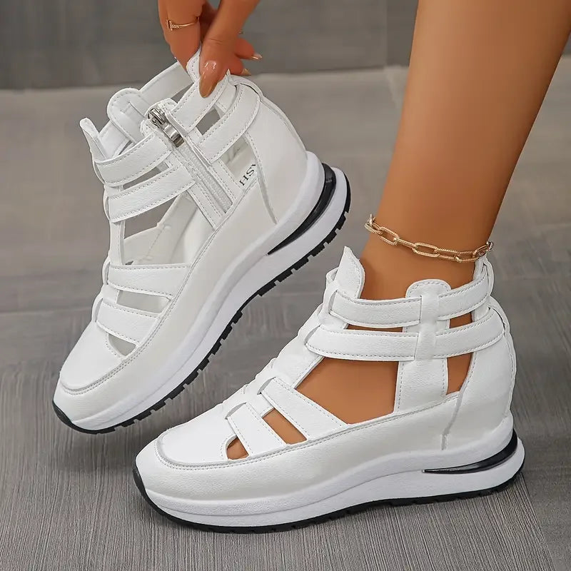 Delina - Chic Lightweight Wedge Sandal Featuring Side Zipper