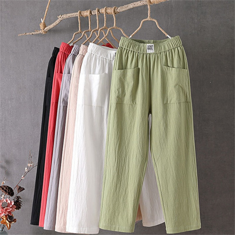 Baya Cotton-Linen Trousers with elastic waist