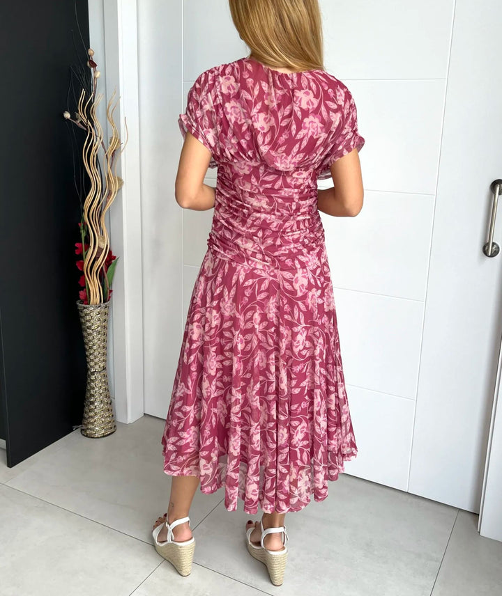Gianna™ | Off-Shoulder V-Neck Printed Dress