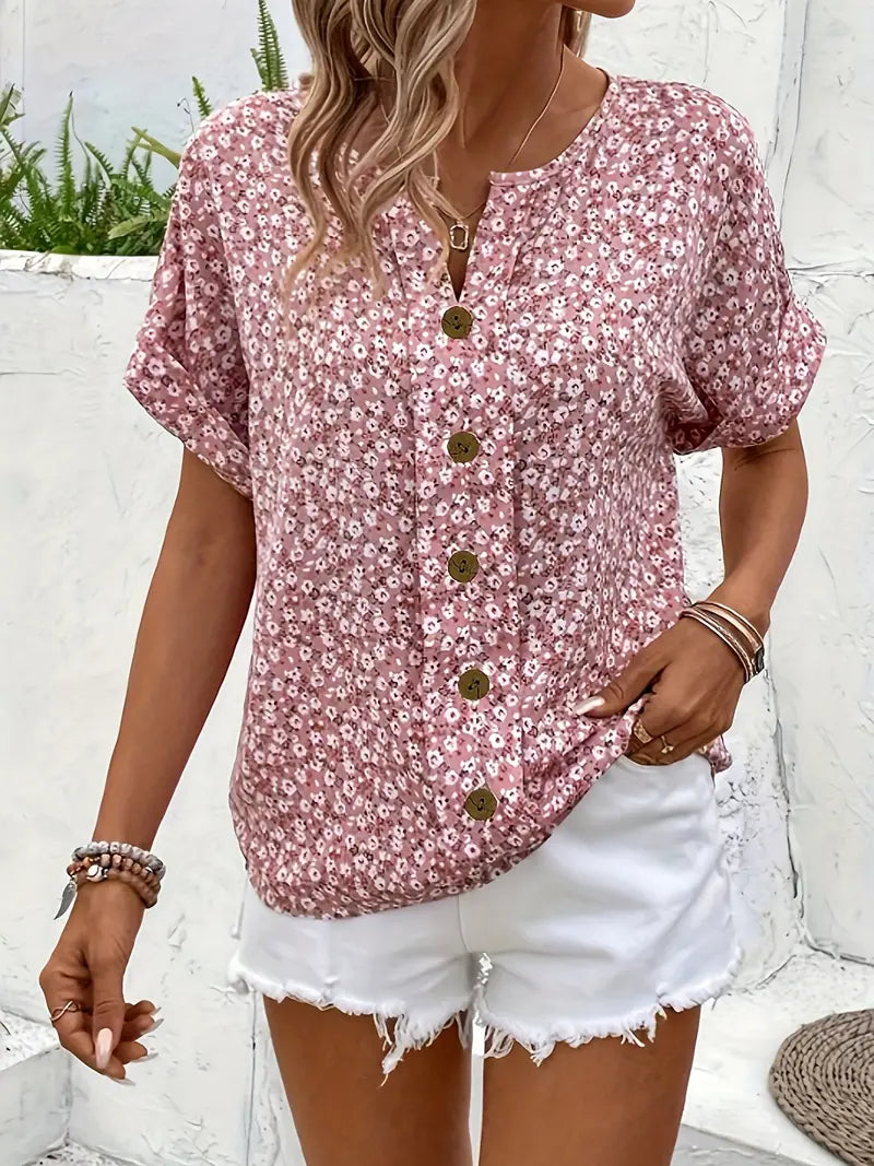Jenna | Floral Print Button-Up Shirt