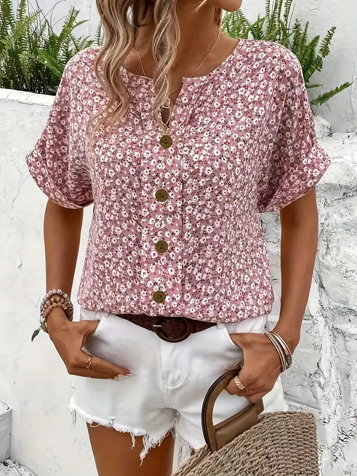 Jenna | Floral Print Button-Up Shirt