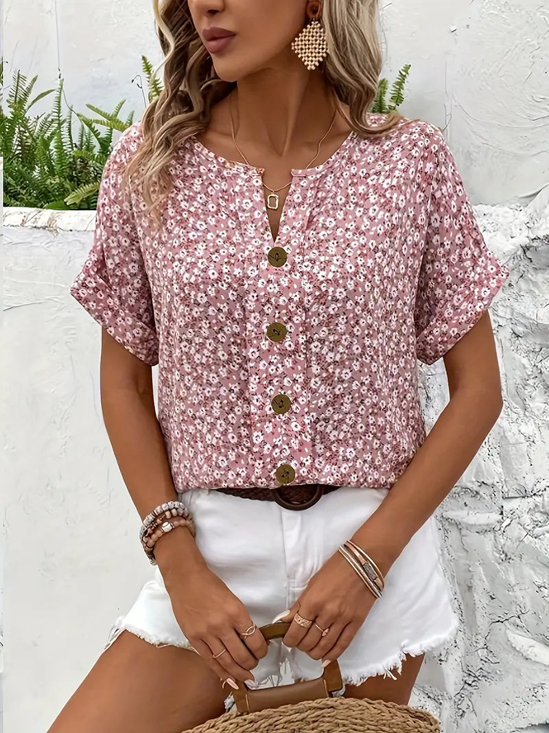 Jenna | Floral Print Button-Up Shirt
