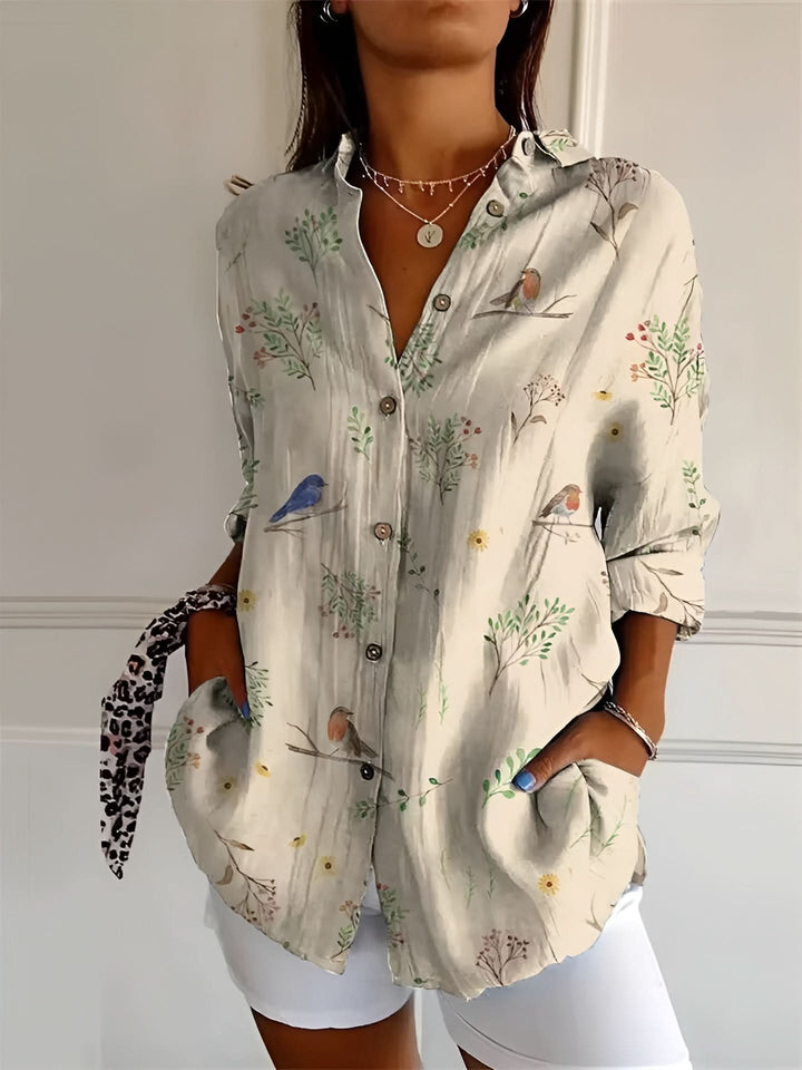 Gwen™ - Retro Floral Pattern Blouse