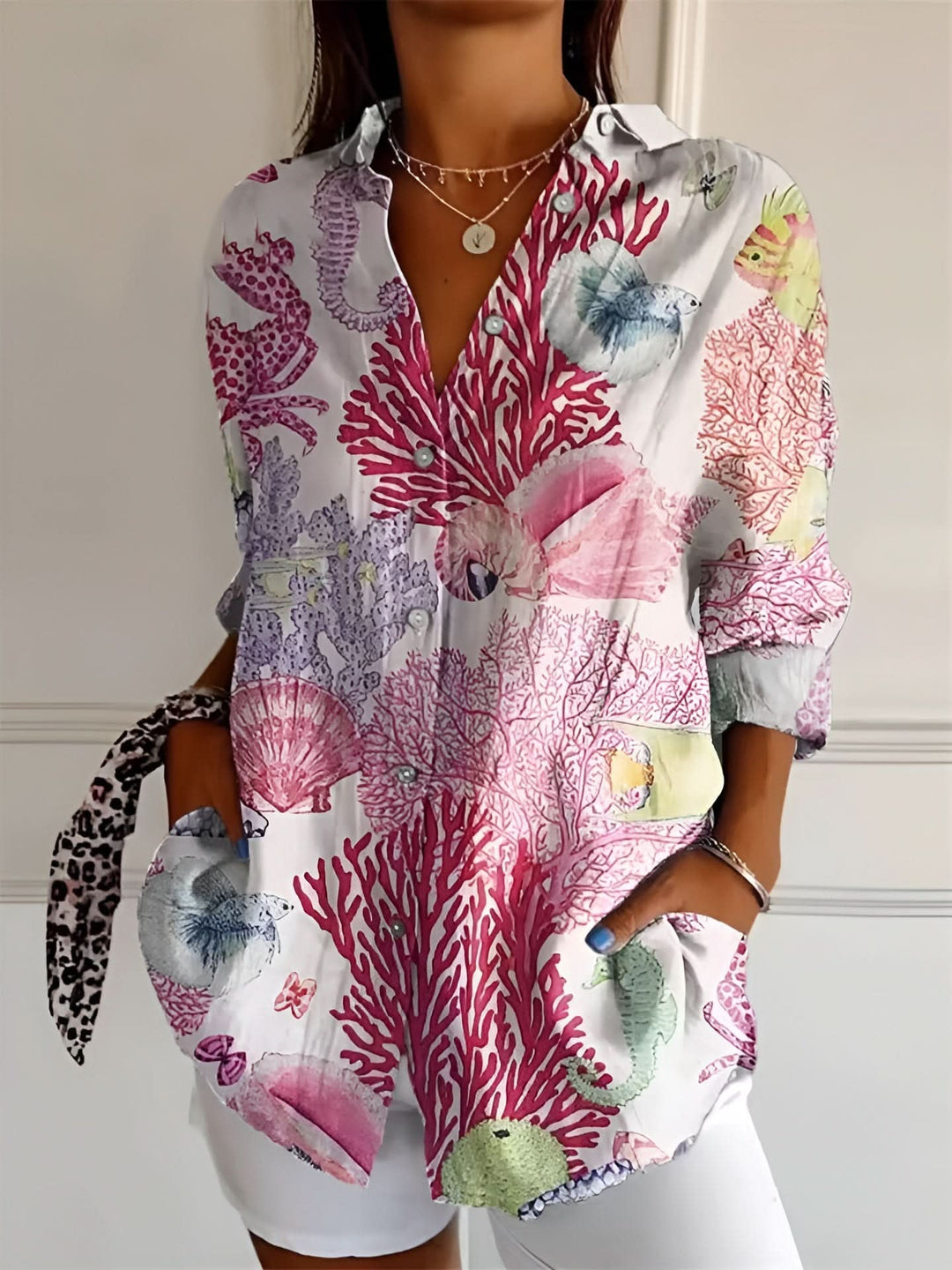 Gwen™ - Retro Floral Pattern Blouse