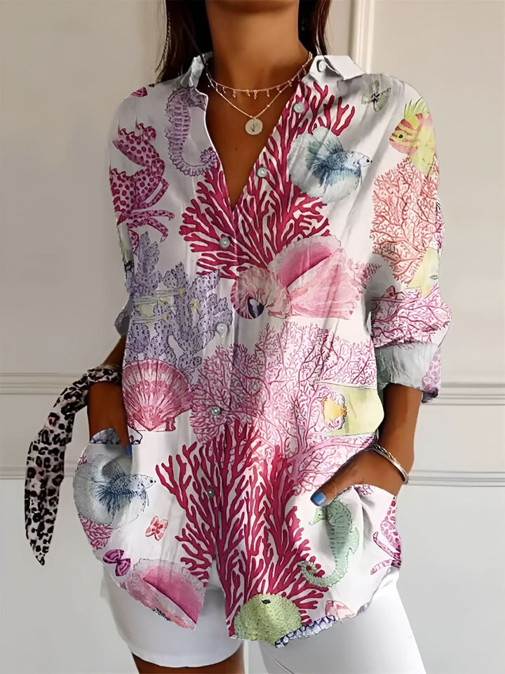 Gwen™ - Retro Floral Pattern Blouse