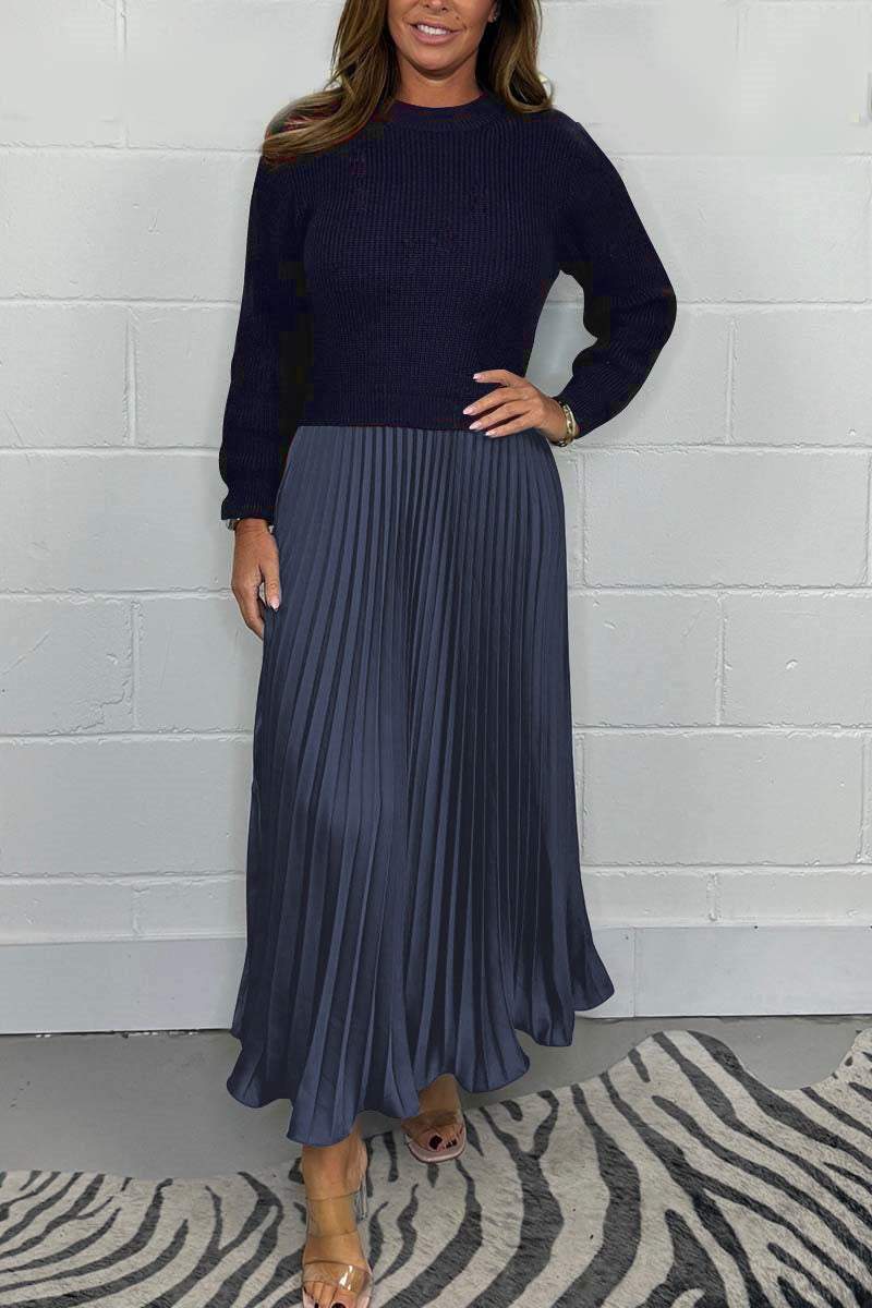 Juanita | Elegant Pleated Round Neck Dress