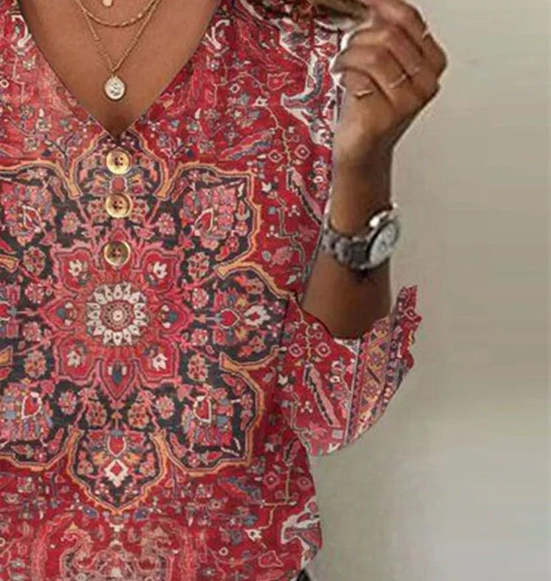 Zina | 3/4 Sleeve V-Neck Top