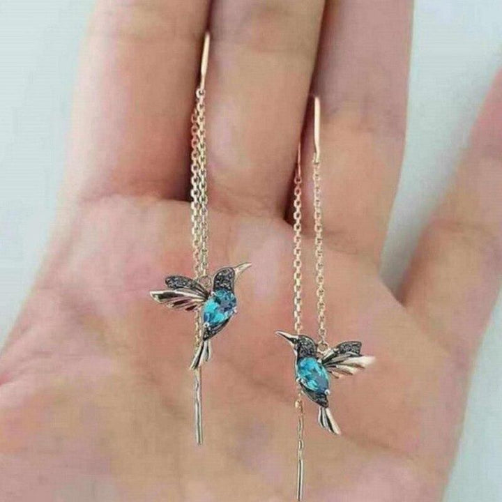 Enamel Hummingbird Earrings with Zirconia in Rosendal