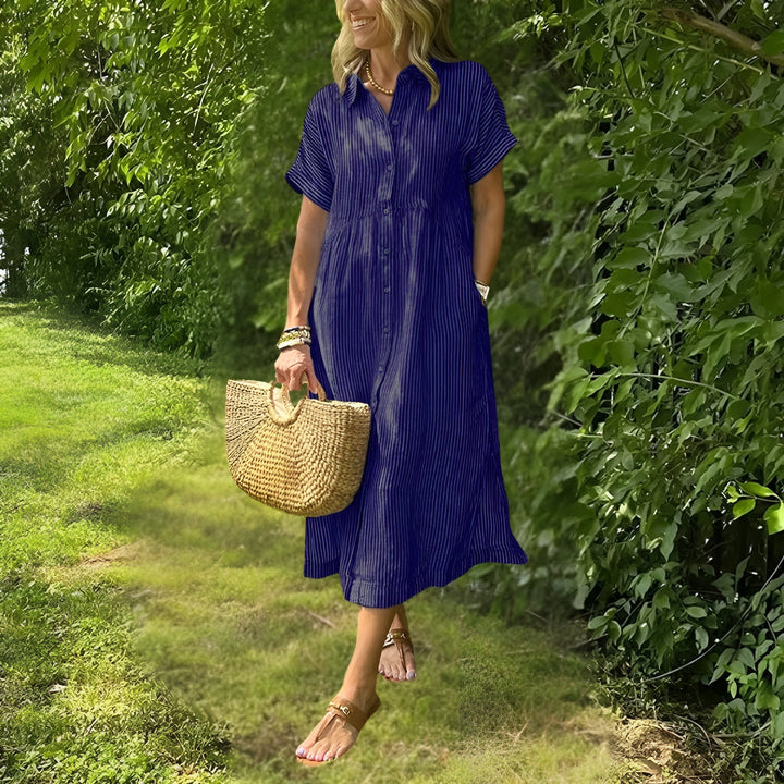 Fioria™ Flattering Striped Shirtdress