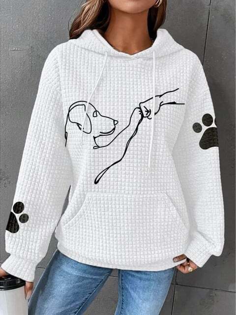 Maggy - Paw Print Waffle Hoodie