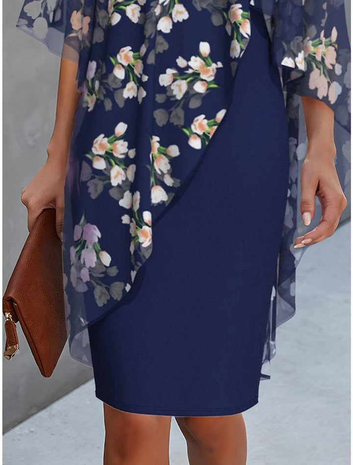 Laurel | Sheer Floral Capelet Dress