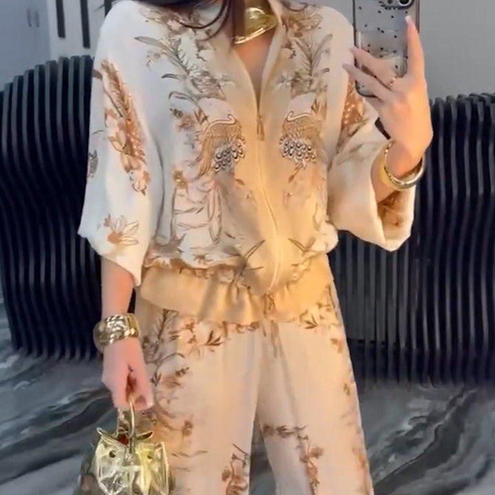 Mari - Chic Two-Piece Full Sleeve Zip-Up Ensemble