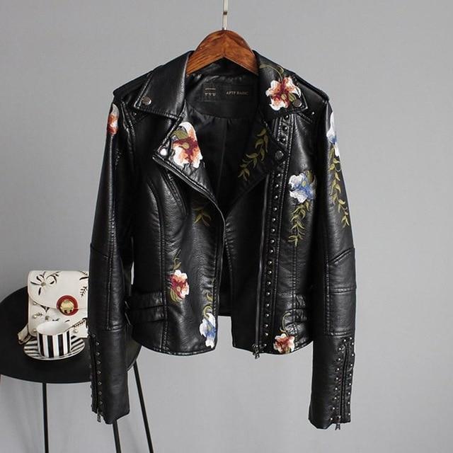 Jayzie | Stylish Embroidered Leather Jacket