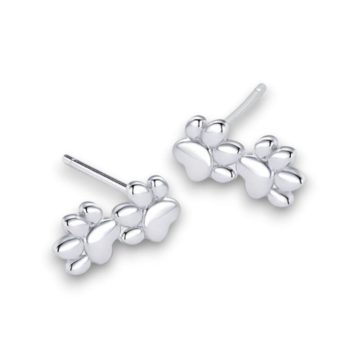 Silver Paw Stud Earrings Helle in Rosendal