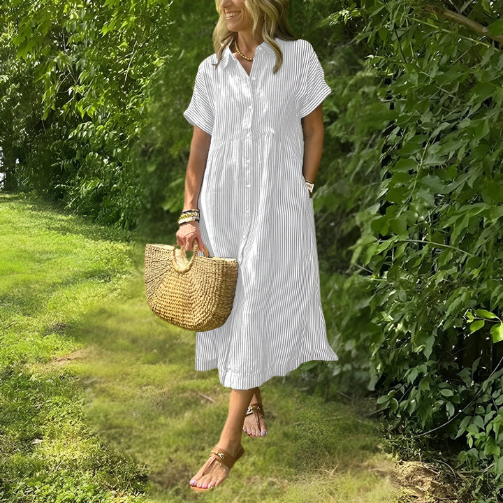 Fioria™ Flattering Striped Shirtdress