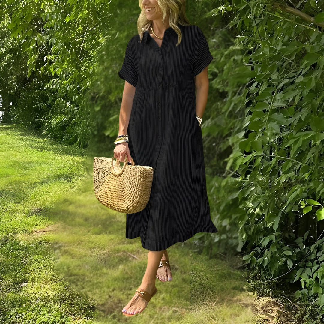 Fioria™ Flattering Striped Shirtdress