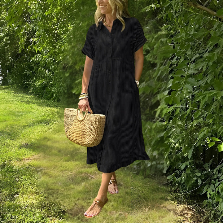 Fioria™ Flattering Striped Shirtdress